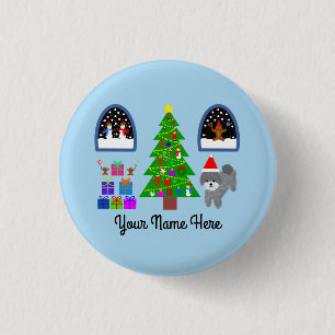 Macaron Rond 2,50 Cm Bouton de Noël #4 pour caniche gris