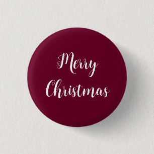 Macaron Rond 2,50 Cm Bouton de Noël joyeux bordeaux foncé