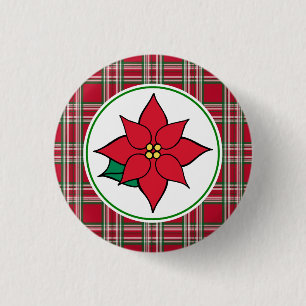 Macaron Rond 2,50 Cm Bouton de Noël Poinsettia Pin