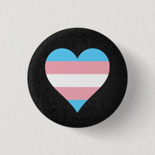 Macaron Rond 2,50 Cm Bouton de noir de coeur de fierté de transsexuel