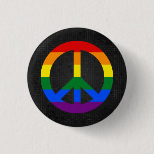 Macaron Rond 2,50 Cm Bouton de noir de signe de paix de drapeau de LGBT