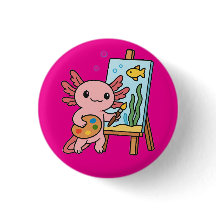 Bouton de peinture de l'artiste mignon Axolotl