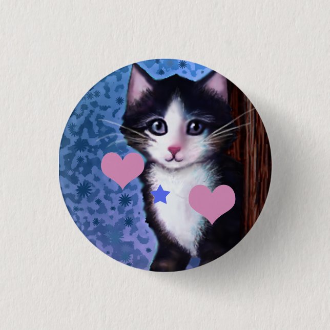 Macaron Rond 2,50 Cm Bouton de peinture Kitten (Devant)