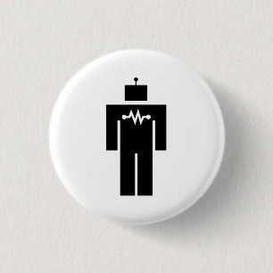 Macaron Rond 2,50 Cm Bouton de pictogramme de robot