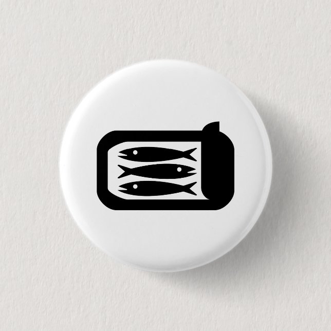 Macaron Rond 2,50 Cm Bouton de pictogramme de sardines (Devant)