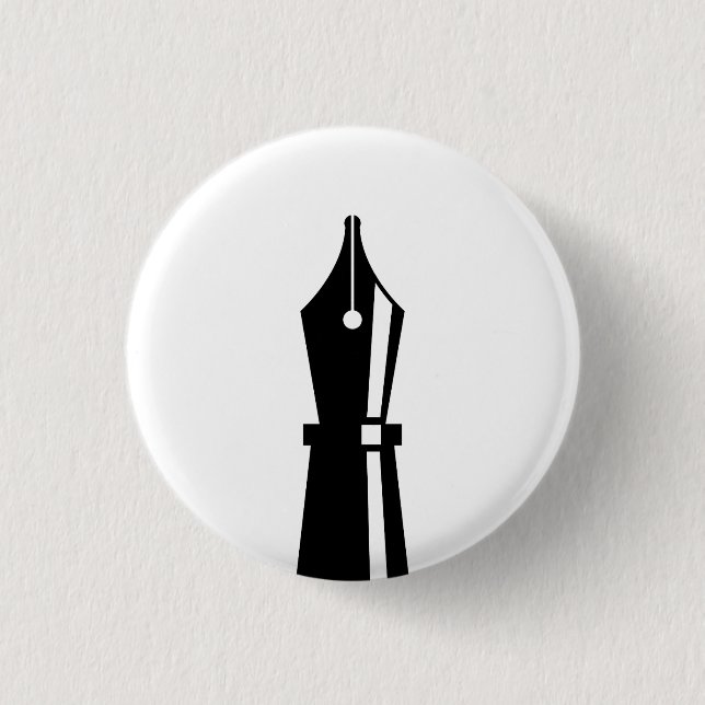Macaron Rond 2,50 Cm Bouton de pictogramme de "stylo-plume" (Devant)