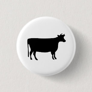 Macaron Rond 2,50 Cm Bouton de pictogramme de "vache"