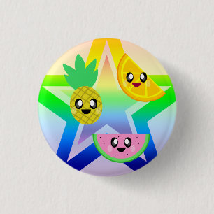 MACARON ROND 2,50 CM BOUTON DE PIN D'ÉTOILE D'ARC-EN-CIEL DE FRUIT DE