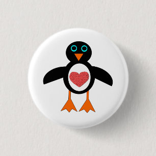 Macaron Rond 2,50 Cm Bouton de pingouin du coeur mignon
