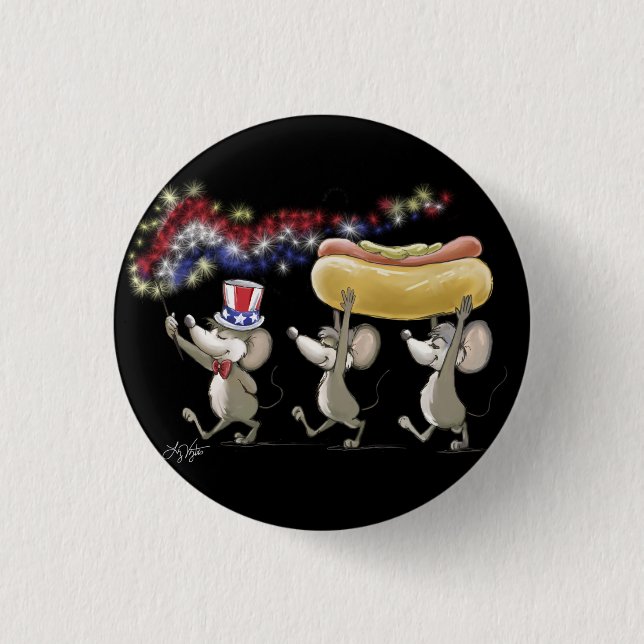 Macaron Rond 2,50 Cm Bouton de pique-nique 4 juillet nuit de Mic, Mac E (Devant)