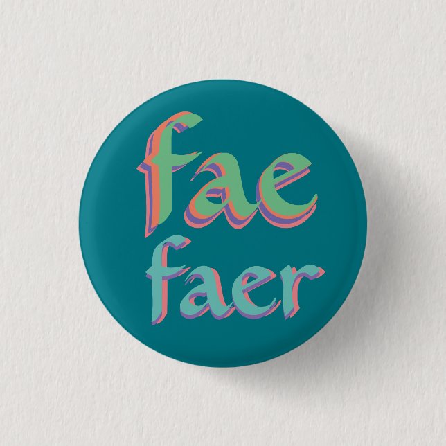 Macaron Rond 2,50 Cm bouton de pronom de faer de fae (Devant)