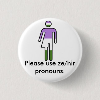 Macaron Rond 2,50 Cm Bouton de pronom de Genderqueer Ze/Hir