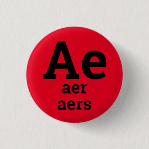 Macaron Rond 2,50 Cm Bouton de pronoms Ae, Aer, Aers