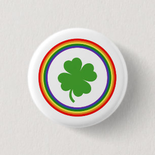 Macaron Rond 2,50 Cm Bouton de shamrock d'arc-en-ciel
