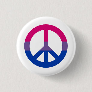 Macaron Rond 2,50 Cm Bouton de signe de paix de drapeau de bisexualité
