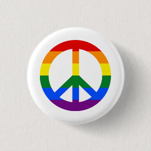 Macaron Rond 2,50 Cm Bouton de signe de paix LGBT