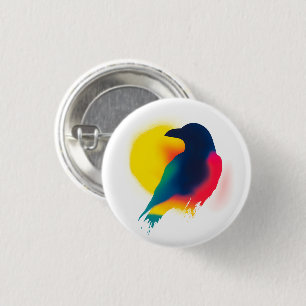 Macaron Rond 2,50 Cm Bouton de silhouette du Crow de peinture à ressort