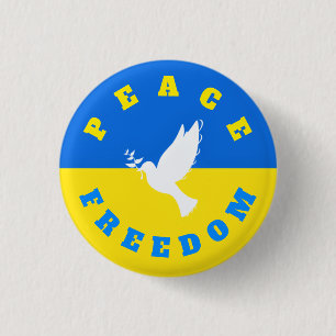 Macaron Rond 2,50 Cm Bouton de soutien à l'Ukraine Peace Dove Freedom -