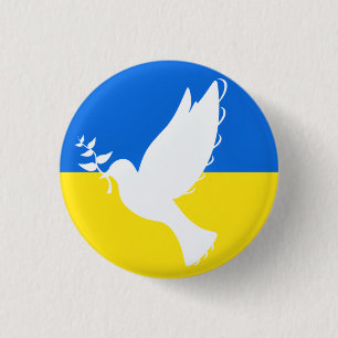 Macaron Rond 2,50 Cm Bouton de soutien à l'Ukraine Peace Dove - Liberté