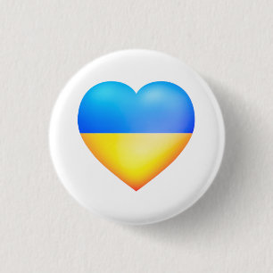 Macaron Rond 2,50 Cm Bouton de soutien Ukraine Pavillon ukrainien Coeur