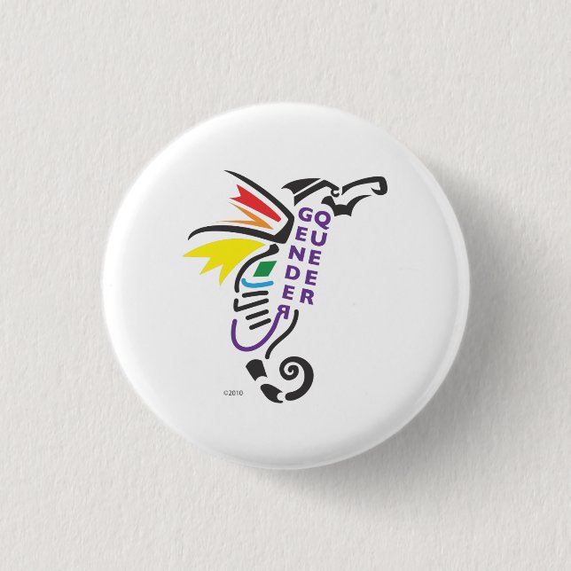 Macaron Rond 2,50 Cm Bouton de symbole de Genderqueer petit (Devant)
