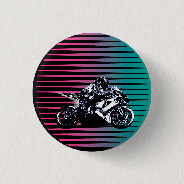 Macaron Rond 2,50 Cm Bouton de Vaporwave Moto (Devant)