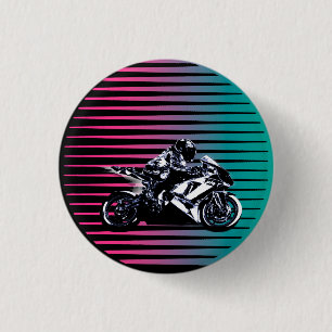 Macaron Rond 2,50 Cm Bouton de Vaporwave Moto