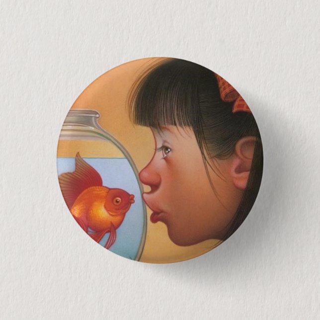 Macaron Rond 2,50 Cm Bouton de visage de poissons (Devant)