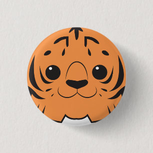 Macaron Rond 2,50 Cm Bouton de visage de tigre de Sumatran