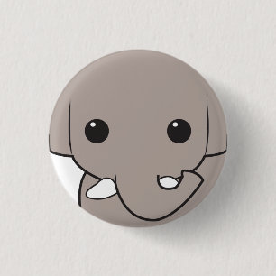 Macaron Rond 2,50 Cm Bouton de visage d'éléphant de Sumatran