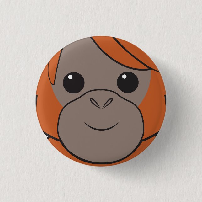 Macaron Rond 2,50 Cm Bouton de visage d'orang-outan de Sumatran (Devant)