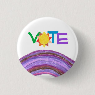 Macaron Rond 2,50 Cm Bouton de vote arc-en-ciel avec soleil