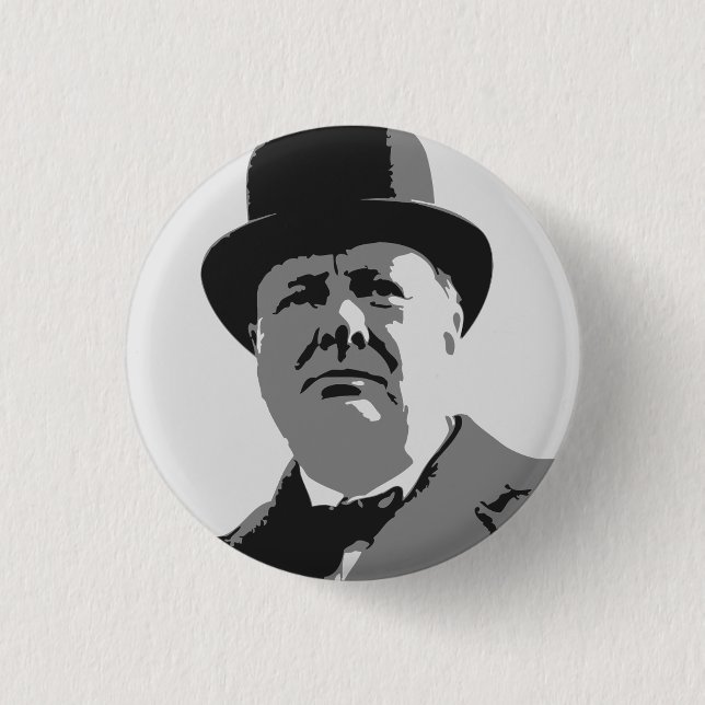 Macaron Rond 2,50 Cm Bouton de Winston Churchill (Devant)
