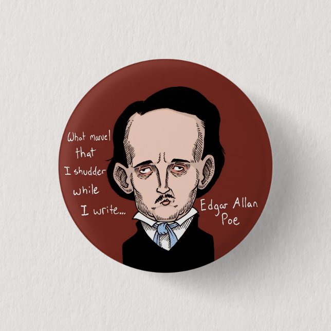 Macaron Rond 2,50 Cm Bouton d'Edgar Allan Poe (Devant)