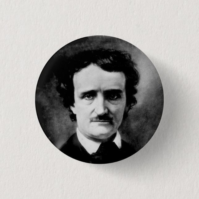Macaron Rond 2,50 Cm Bouton d'Edgar Allan Poe (Devant)