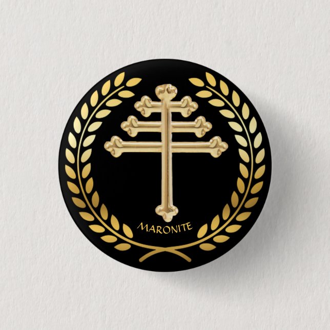 Macaron Rond 2,50 Cm Bouton d'épingle de l'église maronite (Devant)
