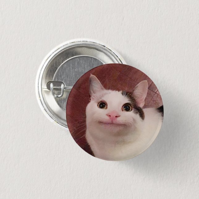 Macaron Rond 2,50 Cm Bouton d'épingle de mème de chat poli (Devant & derrière)
