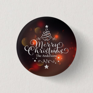 Macaron Rond 2,50 Cm Bouton d'épingle Joyeux Noël personnalisé