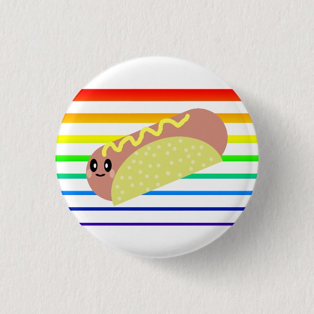 Macaron Rond 2,50 Cm Bouton d'épingle Kawaii mignon HotDog Rainbow Stri (Devant)