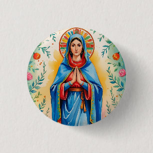 Macaron Rond 2,50 Cm Bouton d'épingle Saint Mary personnalisé
