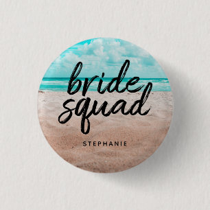 Macaron Rond 2,50 Cm Bouton d'équipe de mariée de plage personnalisée