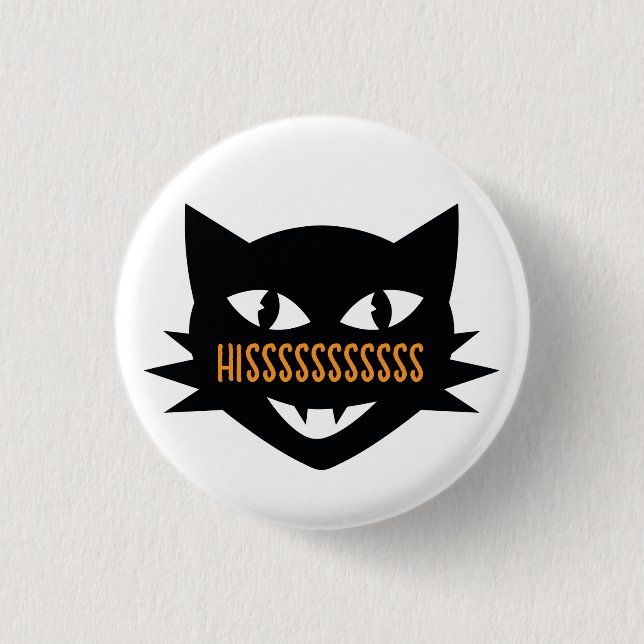 Macaron Rond 2,50 Cm Bouton d'Halloween Chat ou Trick (Devant)