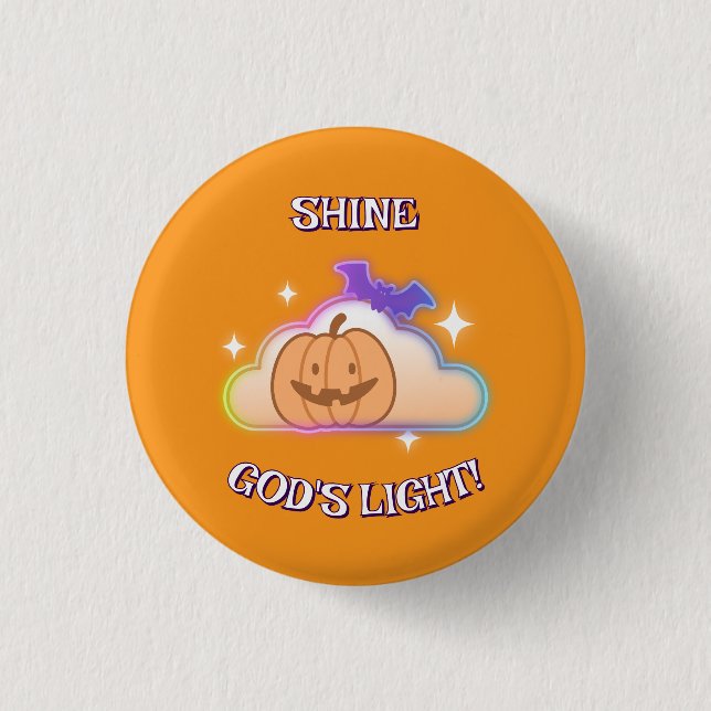Macaron Rond 2,50 Cm Bouton d'Halloween chrétien de Dieu brillant (Devant)