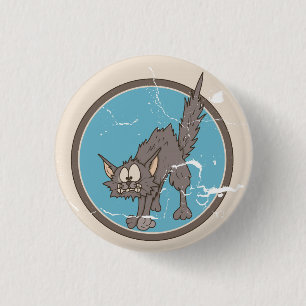 Macaron Rond 2,50 Cm Bouton d'Halloween de chat épouvantable