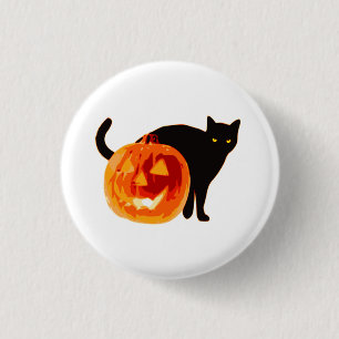 Macaron Rond 2,50 Cm Bouton d'Halloween pour chat noir et Jack O' lante