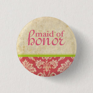Macaron Rond 2,50 Cm Bouton d'honneur de la femme de ménage verte rose