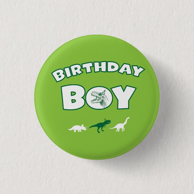 Macaron Rond 2,50 Cm Bouton Dinosaur Birthday Boy (Devant)