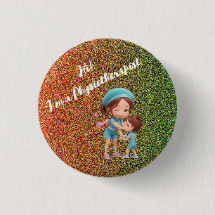 Macaron Rond 2,50 Cm Bouton d'insigne physiotherapiste mignon