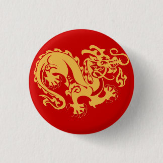 Macaron Rond 2,50 Cm Bouton d'or de bonne chance de dragon