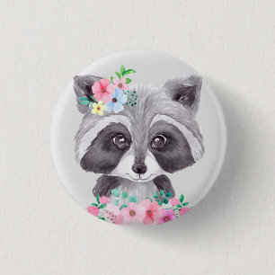 Macaron Rond 2,50 Cm Bouton doux racoon pour enfants